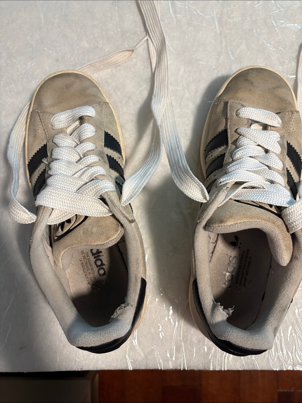 adidas Beige and Black Suede Low-Top Sneakers